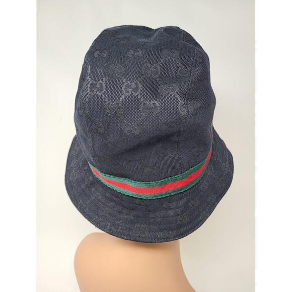 Gucci Black signature GG Monogram print bucket hat L sz - Picture 4 of 9